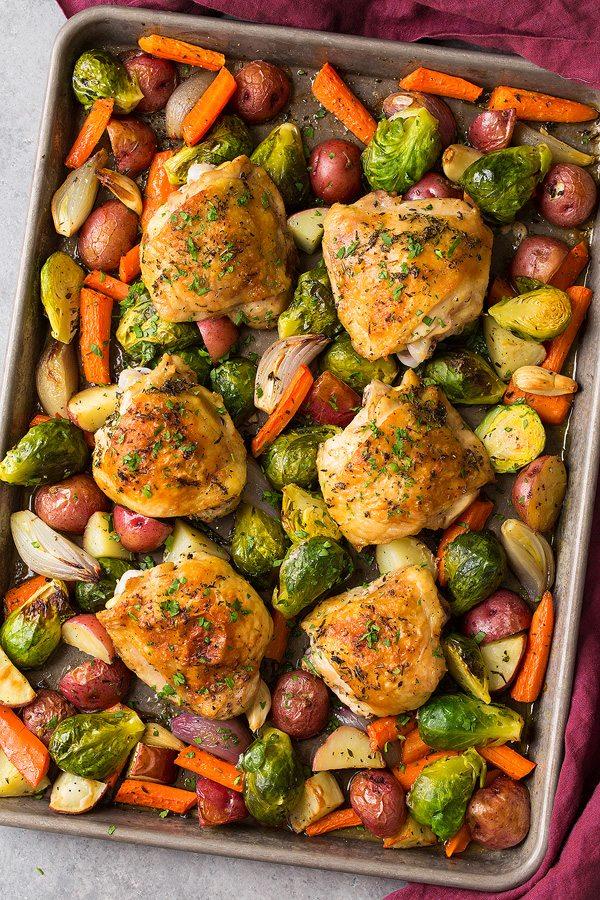 Charola de Pollo y Verduras al horno