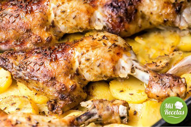 Pollo al vino blanco