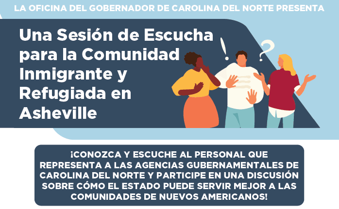 Sesión de escucha con Comunidades de Inmigrantes y Refugiados en Greensboro el 24 de agosto, 2023