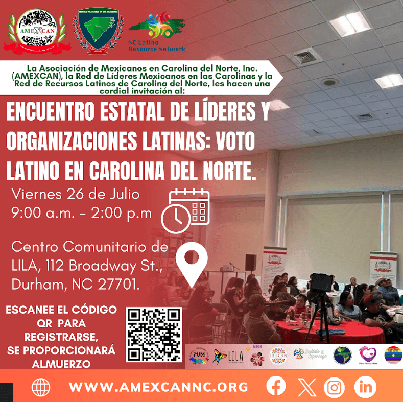 “Encuentro Estatal de Líderes y organizaciones latinas: Voto Latino en Carolina del Norte”