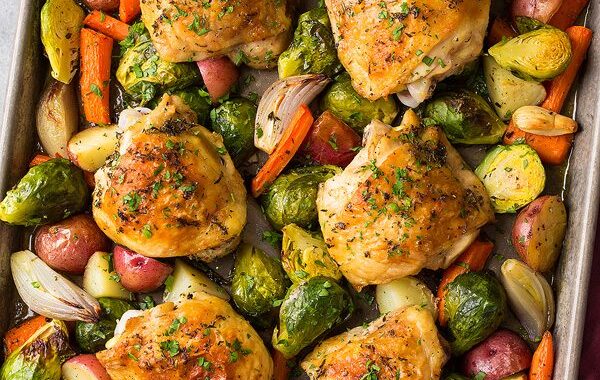 Charola de Pollo y Verduras al horno