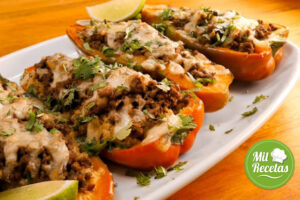 Chiles stuffed with meat