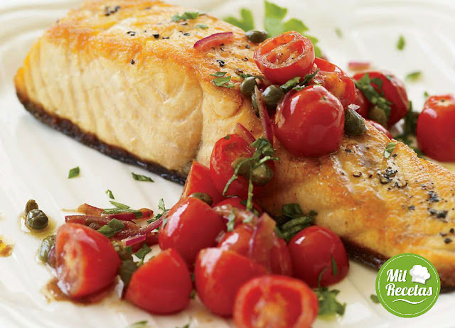 Salmon with tomato basil