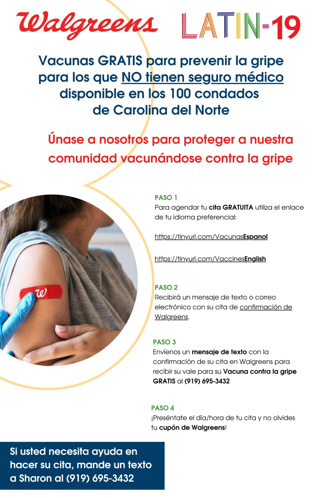 Vacunas contra la gripe (influenza) gratuitas.