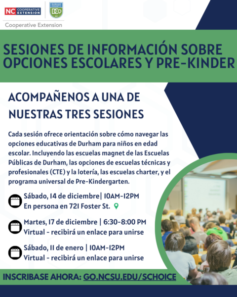 Sesiones de Información sobre opciones escolares y Pre-Kinder